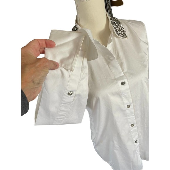 NWT $298 Pink Tartan Womens Button-Up Stud Collar Shirt Long sleeve Sz 2 - Picture 6 of 11